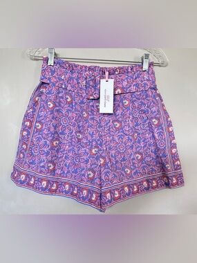 NWT Vineyard Vines Katama Tile Belted Shorts Violet Size 2